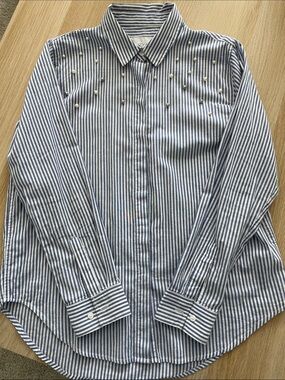 Rails Taylor pearl Embellished Striped Button Down Shirt S